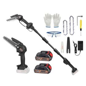 2-in-1 Cordless Pole Saw & Mini Chainsaw Electric Mini Chainsaw Length Adjustable Cordless Chain Saw With 2Pcs 1500mAh Batteries 4in/6in Chains For T