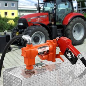 Fuel Transfer Pump, 12V DC 16 GPM 1/4 HP, Gasoline Extractor Pump With Automatic Nozzle, Discharge Hose & Suction Pipe For Gasoline, Diesel, Kerosene