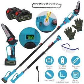 Extendable Cordless Pole Saw (5.3-7.4FT, Reach 13FT), 2-in-1 Handheld Chainsaw with ±90° Adjustable Head, Brushless Motor for High Tree Limbs Trimmin