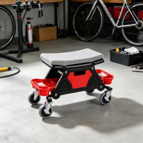 300 LBS Capacity Rolling Mechanic Stool With 4inch Wheels, 3 Slide-Out Tool Trays & Drawer, Heavy Duty Creeper Seat For Home Garage & DIY Automotive