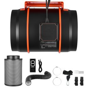 Inline Duct Fan Kit with Carbon Filter, 807 CFM 8 inch EC Motor Ventilation Fan with 3-Speed Circulation, 10-Speed PWM Controller, Timer