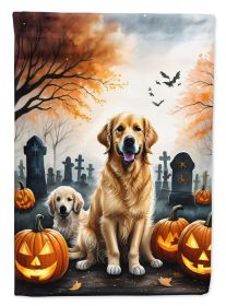 Golden Retriever Spooky Halloween House Flag Large Porch Sleeve Pole Decorative Outside Yard Banner Artwork Wall Hanging, Polyester, House Size
