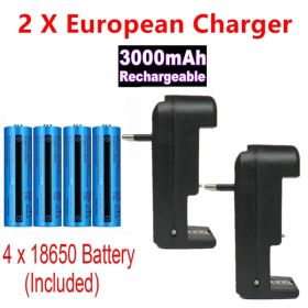 2 / 4 Stück 3000mAh 3.7V Akku Und Ladegerät Für Akkus Wie Taschenlampen Ersatz (Option: 4batteries2EUcharger)