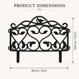 Set Of 10 New Decorative Garden Fences  European-Style Plastic Courtyard Fencing With Floral, Bird, And Scrollwork Motifs  Outdoor Landscape Edging F (Option: Black)