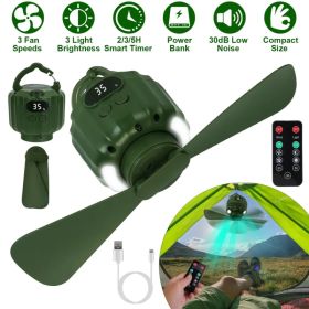 3-in-1 Camping Fan with LED Lantern, Portable Hanging Tent Fan 3 Speed Wind, Timer Function & Power Bank, Low Noise Rechargeable Fan with Remote Cont (Option: default title)